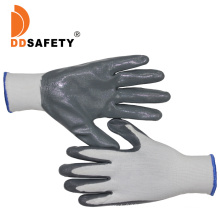 White Nylon Grey Industrial Safety Nitrile Coated Work Hand Gloves Ce Material Polyester Guantes De Seguridad Garden Gloves